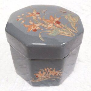 Small Gray Porcelain Trinket Jewelry Box